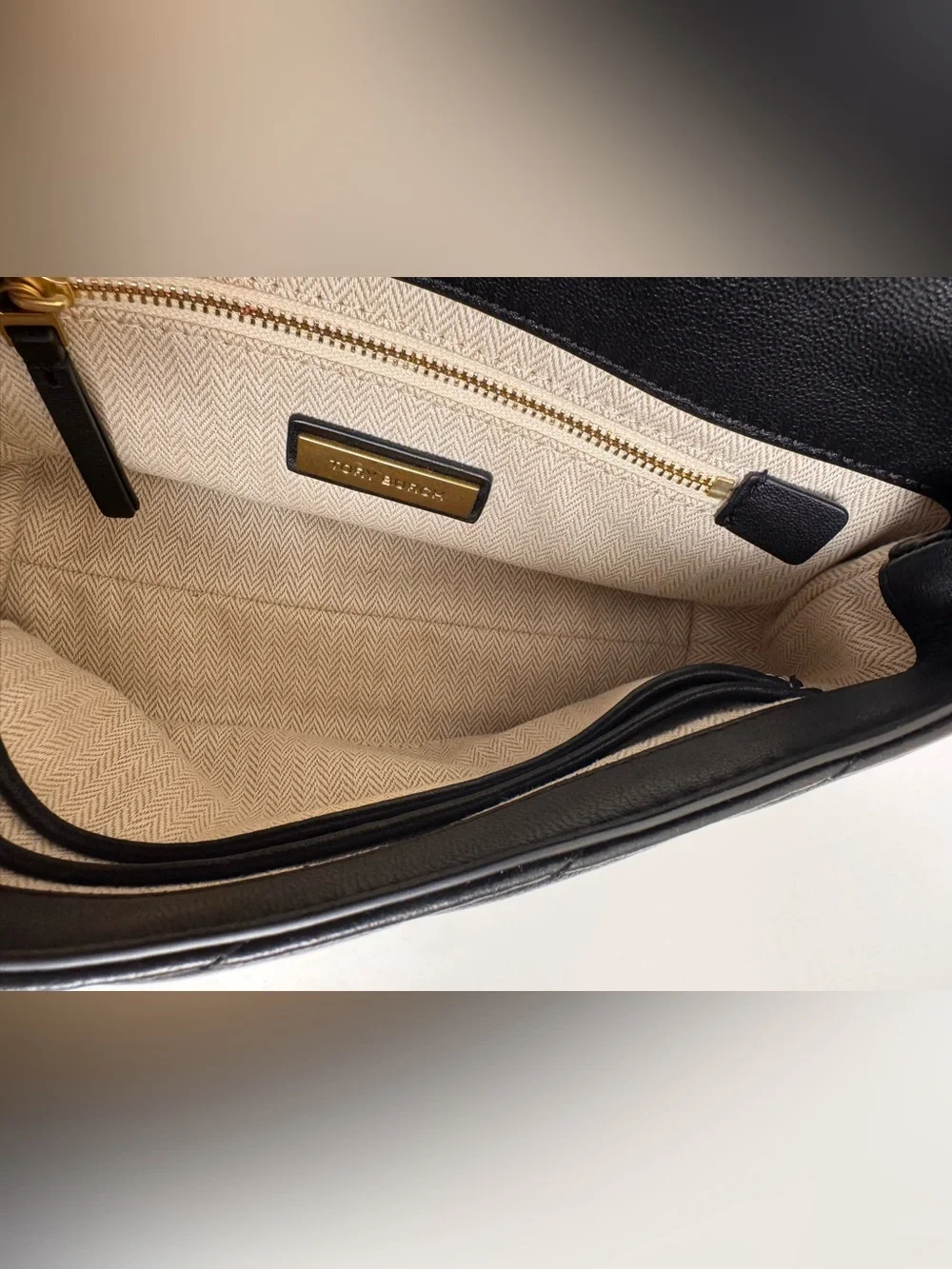 Tory Burch Kira Chevron Convertible Shoulder Bag Black Leather with Dust Bag